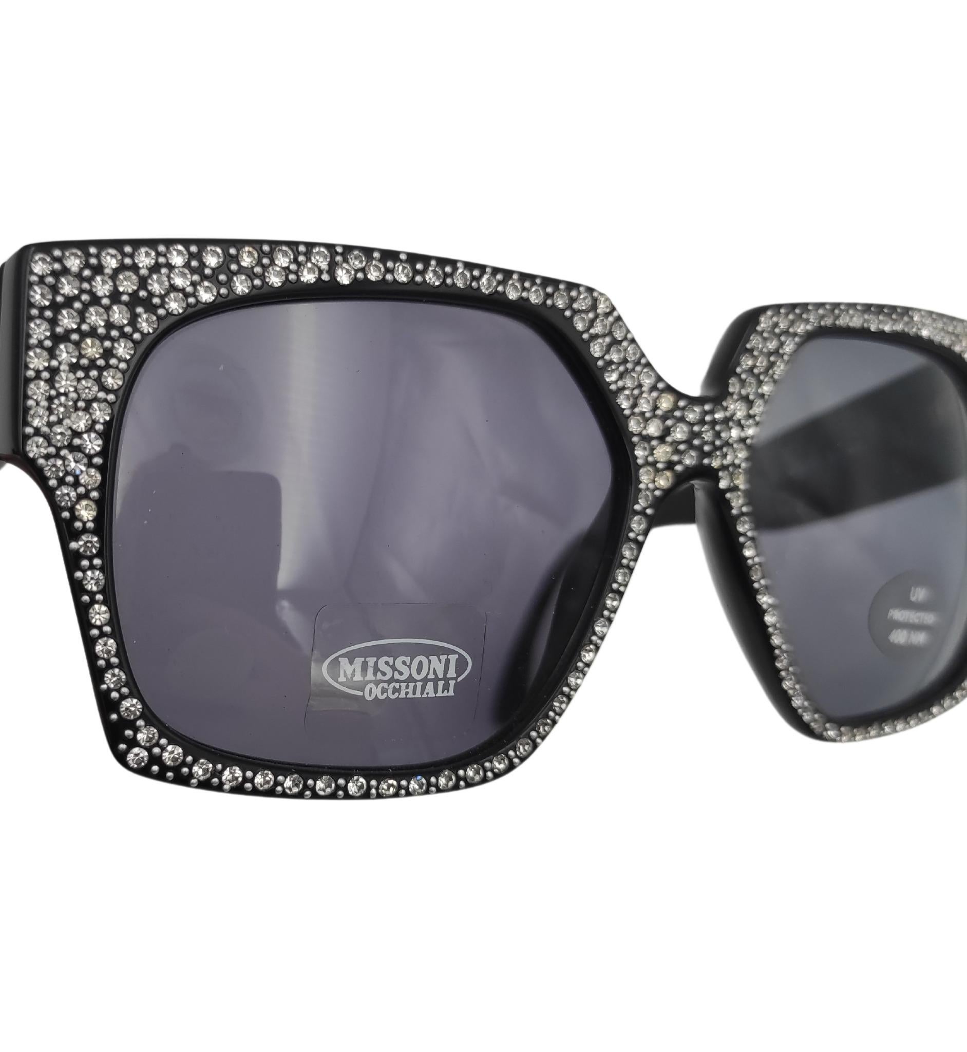 Black Missoni silver rhinestones sunglasses For Sale
