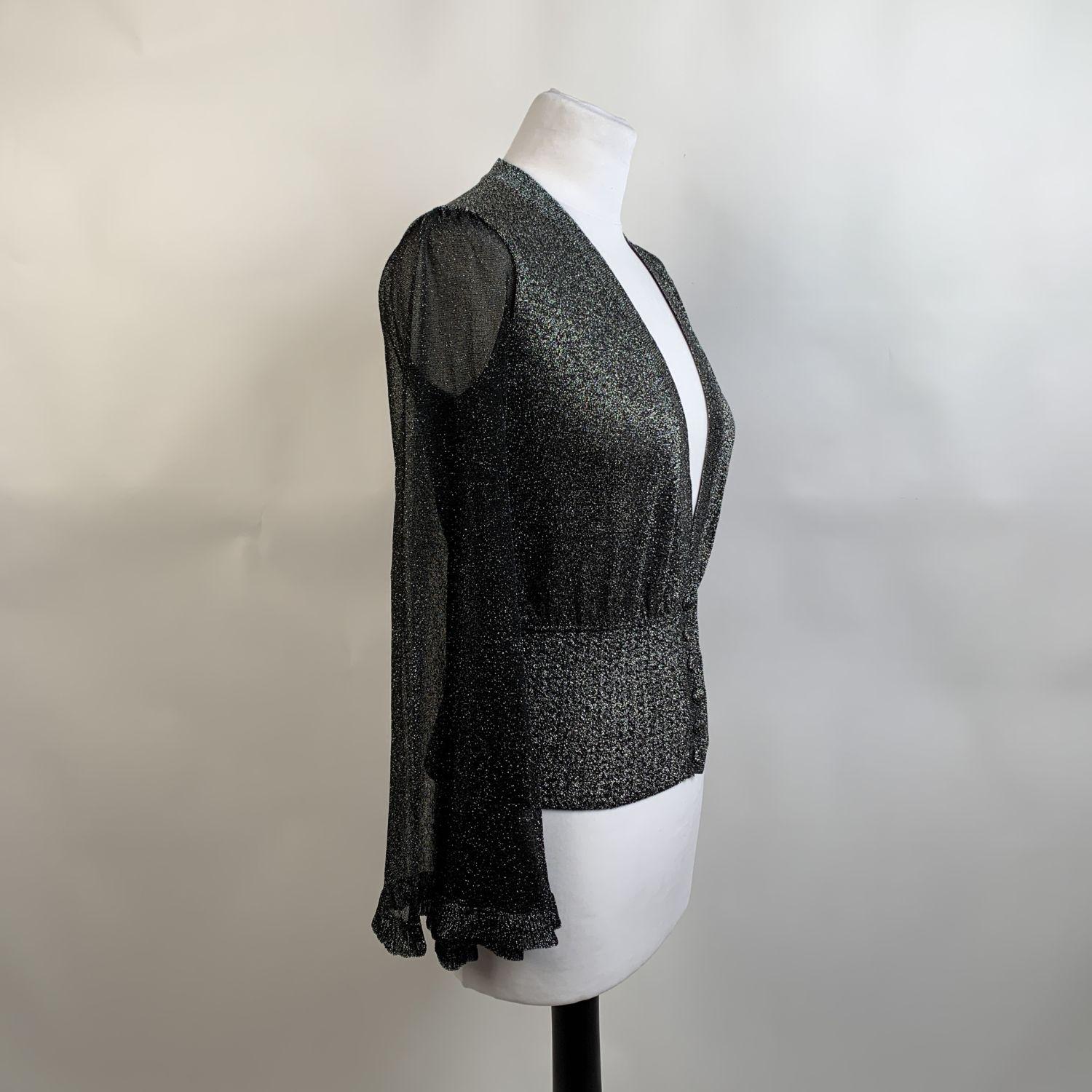 Black Missoni Silver Tone Lurex Cardigan with Flared Sleeves Size 38 IT