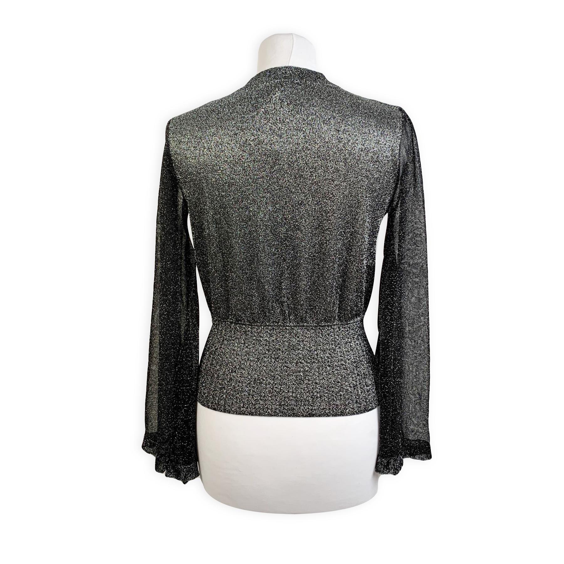 Missoni Silver Tone Lurex Cardigan with Flared Sleeves Size 38 IT In Excellent Condition In Rome, Rome