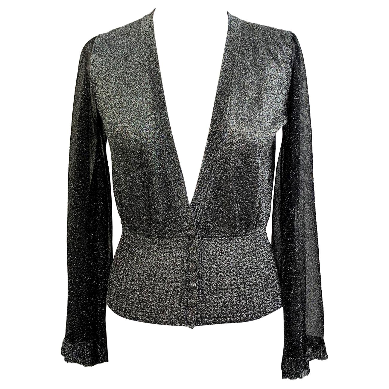 Missoni Silver Tone Lurex Cardigan with Flared Sleeves Size 38 IT