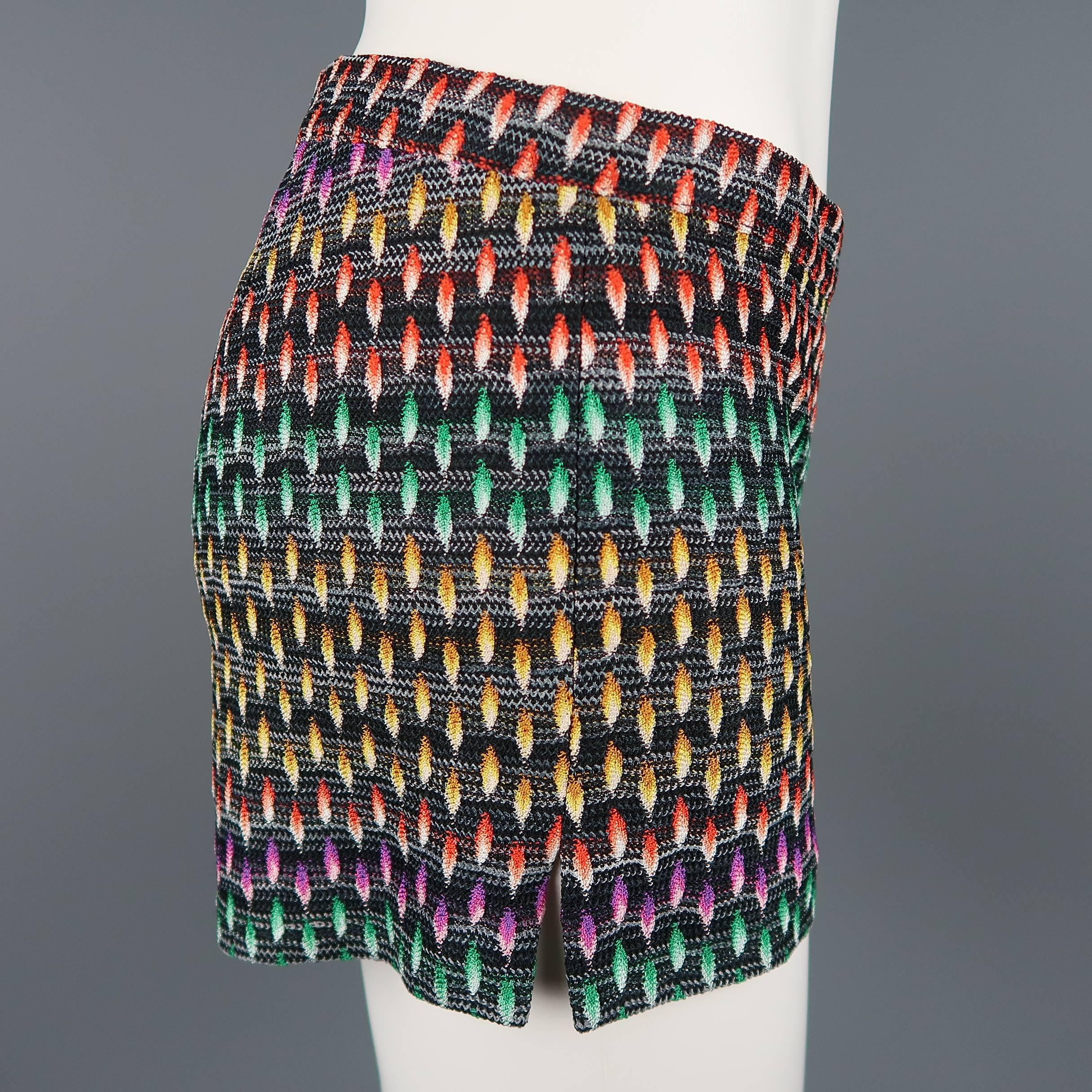 Women's Missoni Black Rainbow Print Silk Knit Short Shorts