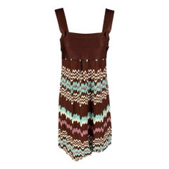 MISSONI Size 2 Brown Blue Knitted Rayon Dress