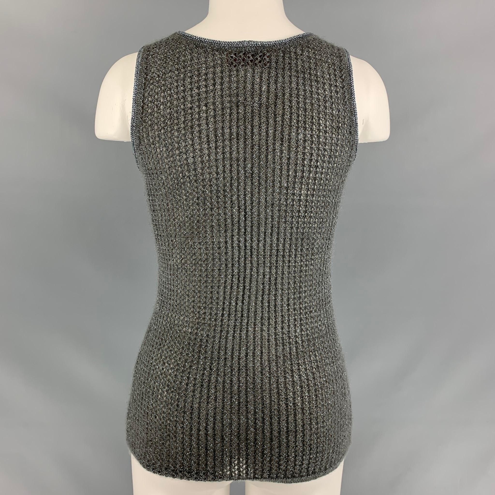 MISSONI Size 2 Grey Silver Mohair Blend Knitted Casual Top In Good Condition In San Francisco, CA