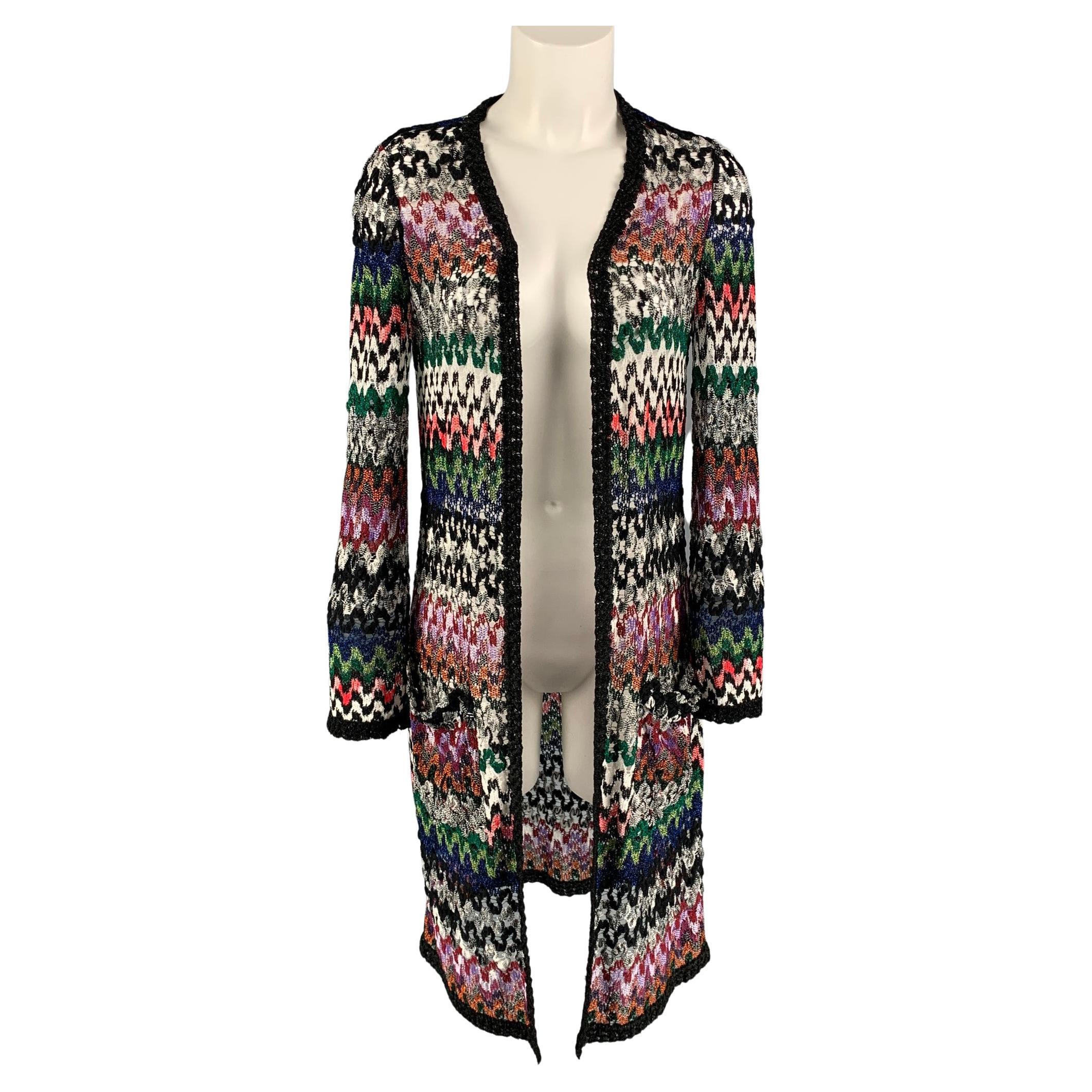 MISSONI Size 2 Multi-Color Knitted Viscose Blend Cardigan