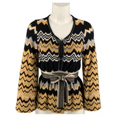 MISSONI Size 2 Mustard Black & White Wool / Nylon Knitted Dress Top