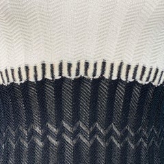 MISSONI Size 2 White Black Viscose Cotton Chevron Knit Two Tone Tank Casual Top