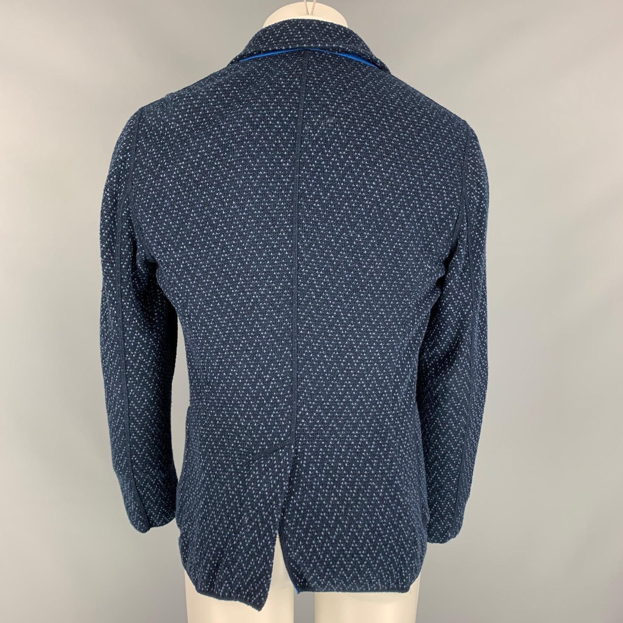 Men's MISSONI Size 38 Black & Blue Single Breasted Textured Sport Coat For Sale