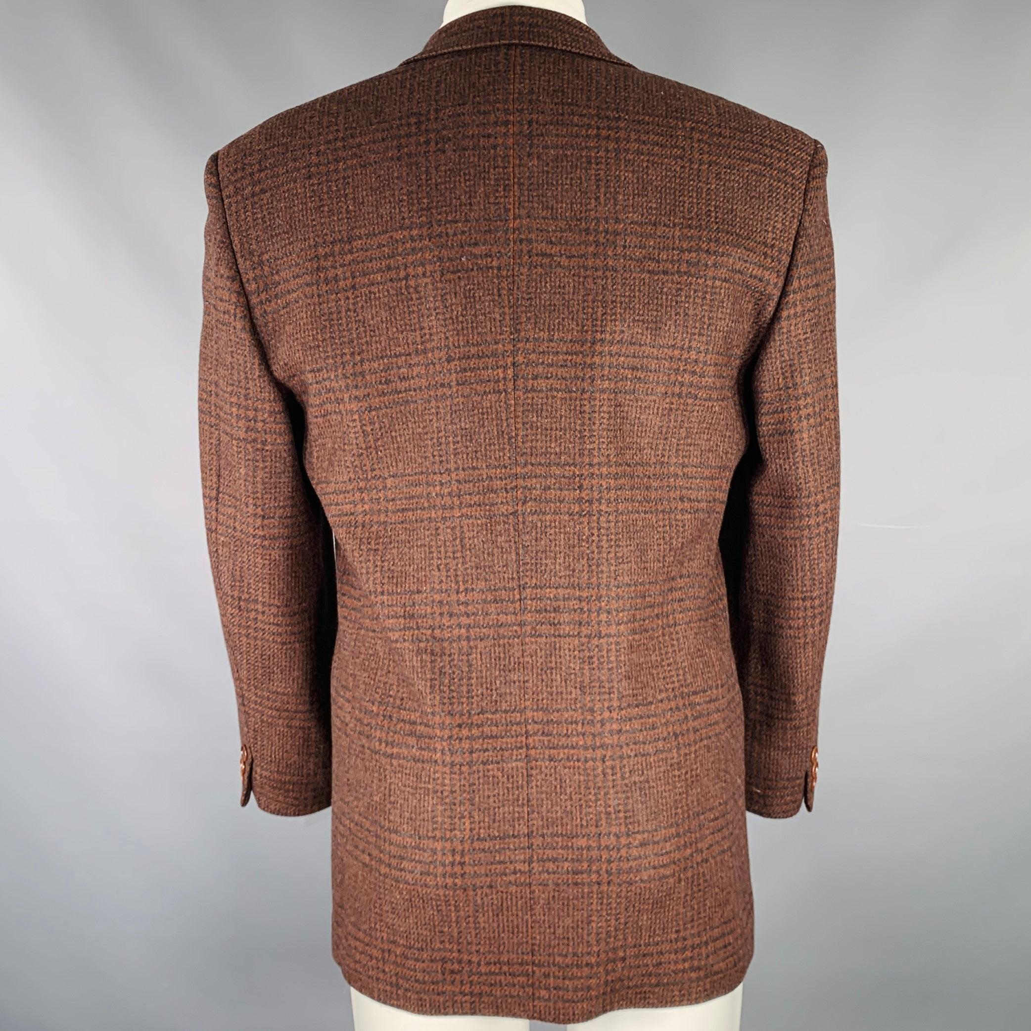 MISSONI Size 38 Brown Black Glenplaid Virgin Wool Oversized Sport Coat In Excellent Condition For Sale In San Francisco, CA