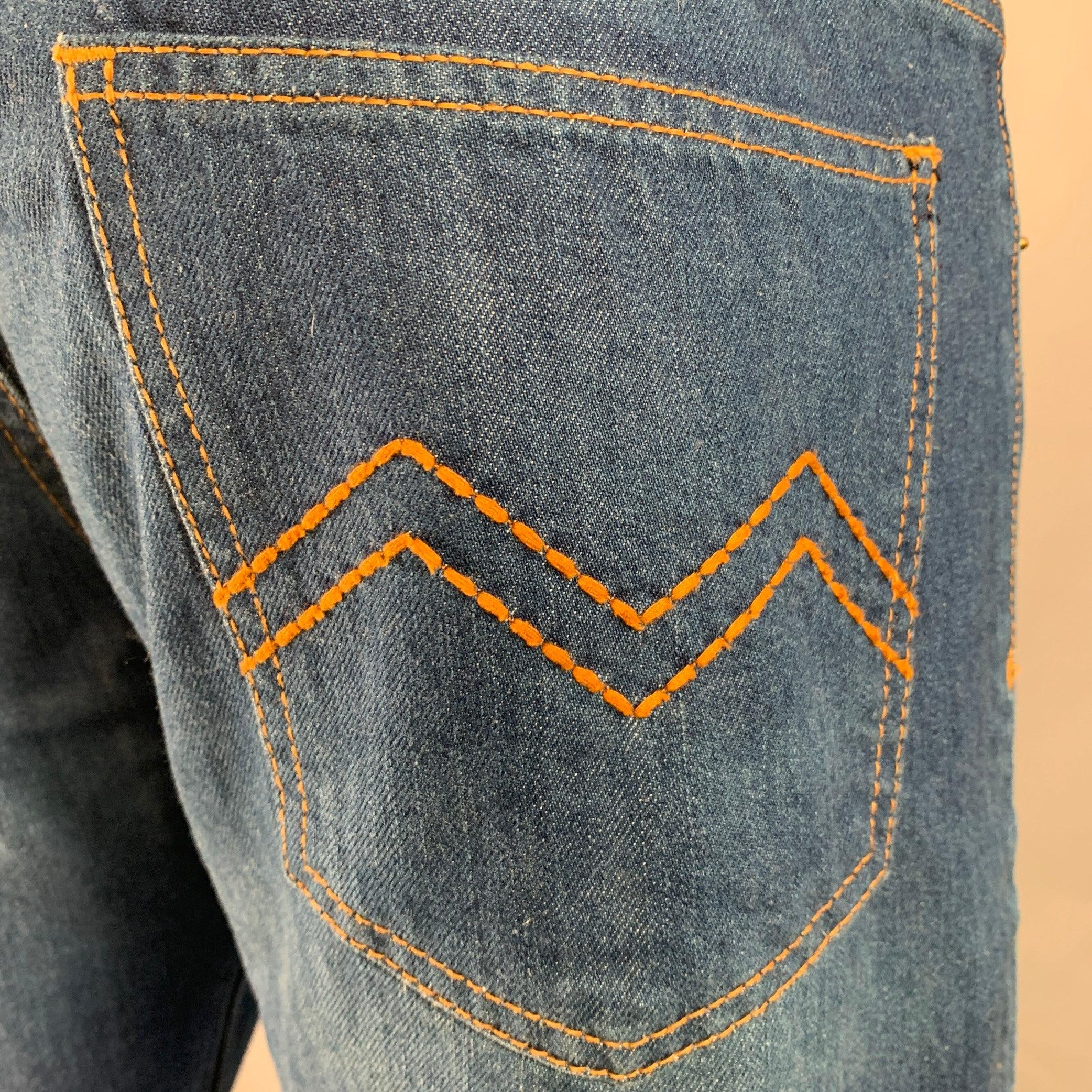 MISSONI Size 39 Blue Contrast Stitch Cotton Straight Five Pockets Jeans In Excellent Condition For Sale In San Francisco, CA