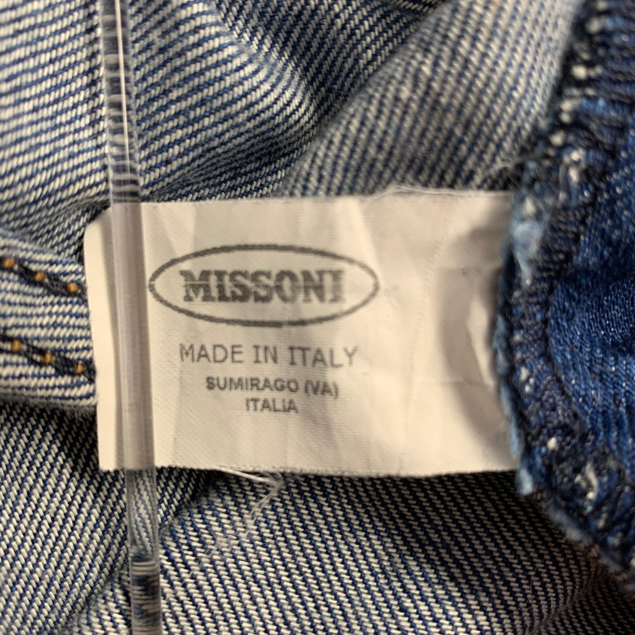 MISSONI Size 39 Blue Contrast Stitch Cotton Straight Five Pockets Jeans For Sale 2