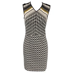 MISSONI Size 4 Black & White Zig Zag Knit Sleeveless Dress