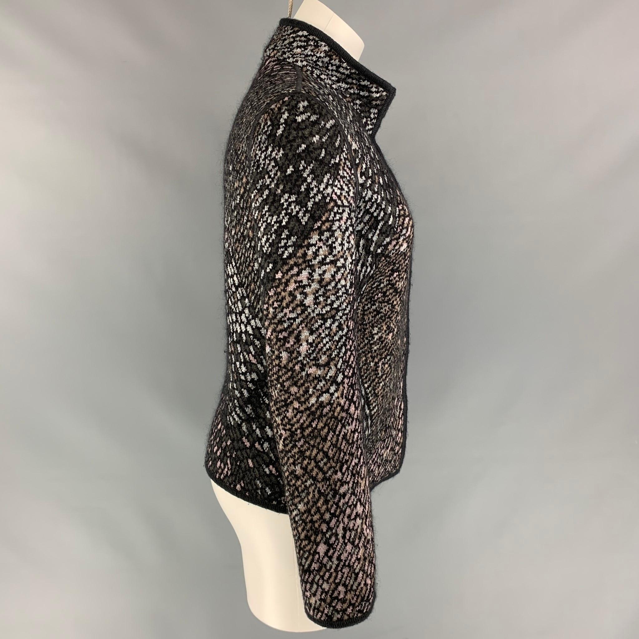 Black MISSONI Size 4 Charcoal & Silver Knitted Wool Blend Jacket