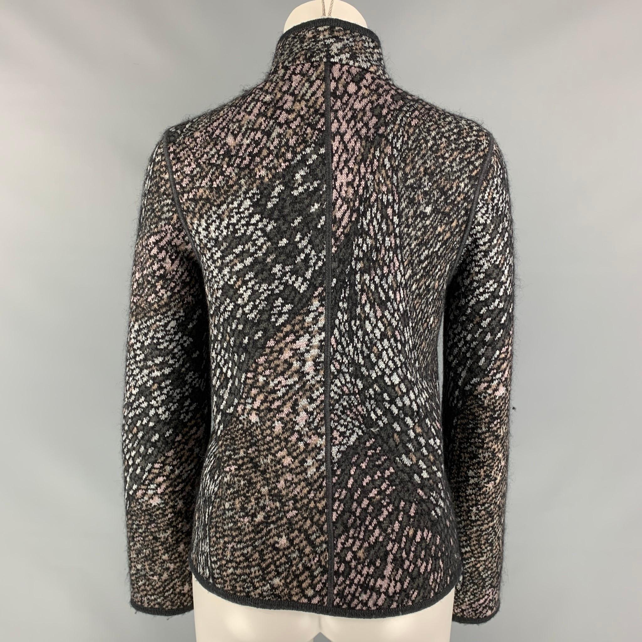 MISSONI Size 4 Charcoal & Silver Knitted Wool Blend Jacket In Good Condition In San Francisco, CA