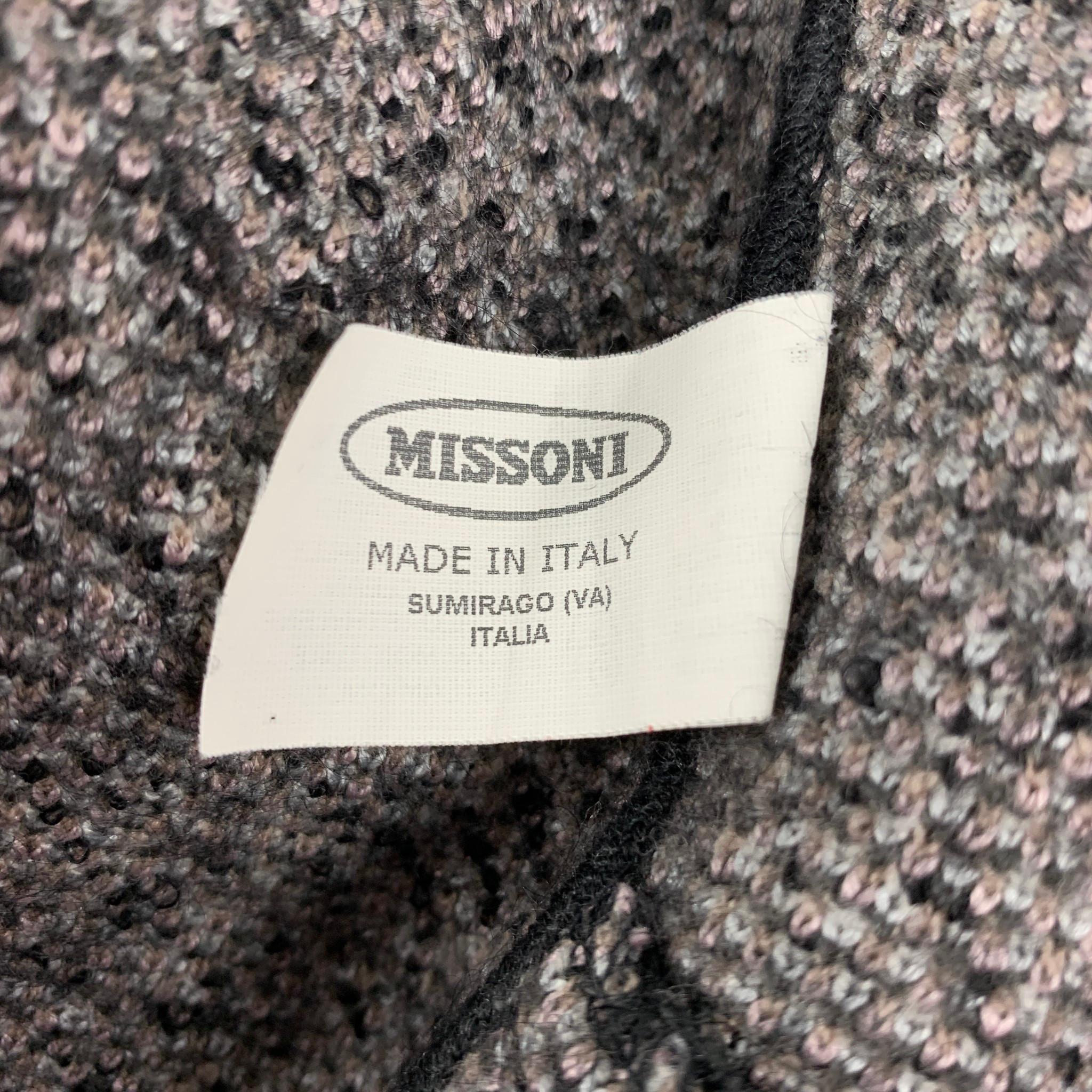MISSONI Size 4 Charcoal & Silver Knitted Wool Blend Jacket 1