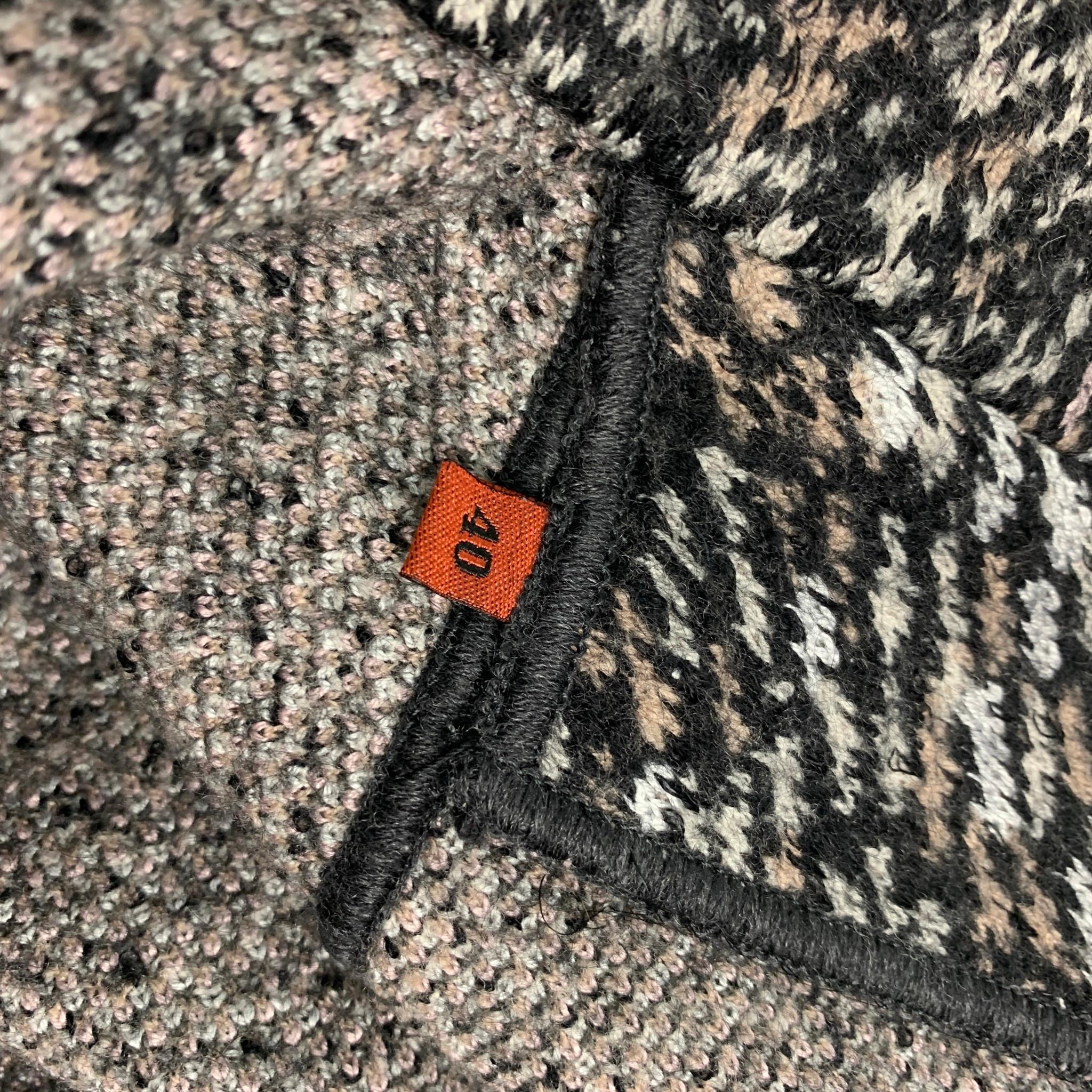 MISSONI Size 4 Charcoal & Silver Knitted Wool Blend Jacket 2