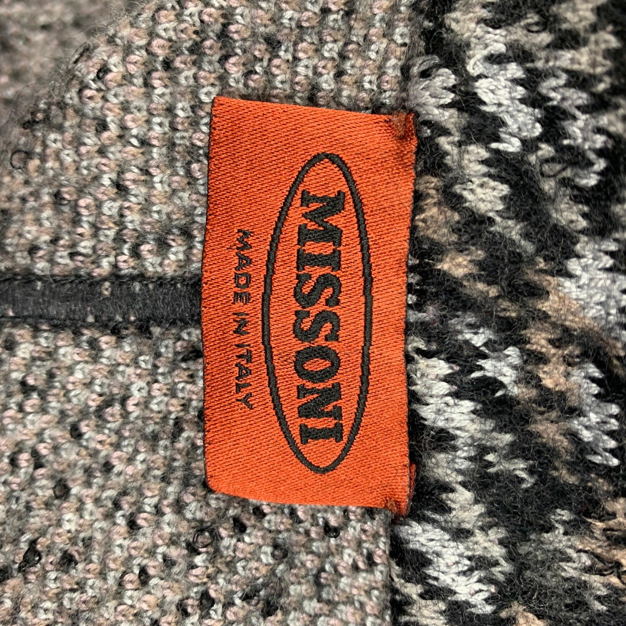 MISSONI Size 4 Charcoal & Silver Knitted Wool Blend Jacket For Sale 4