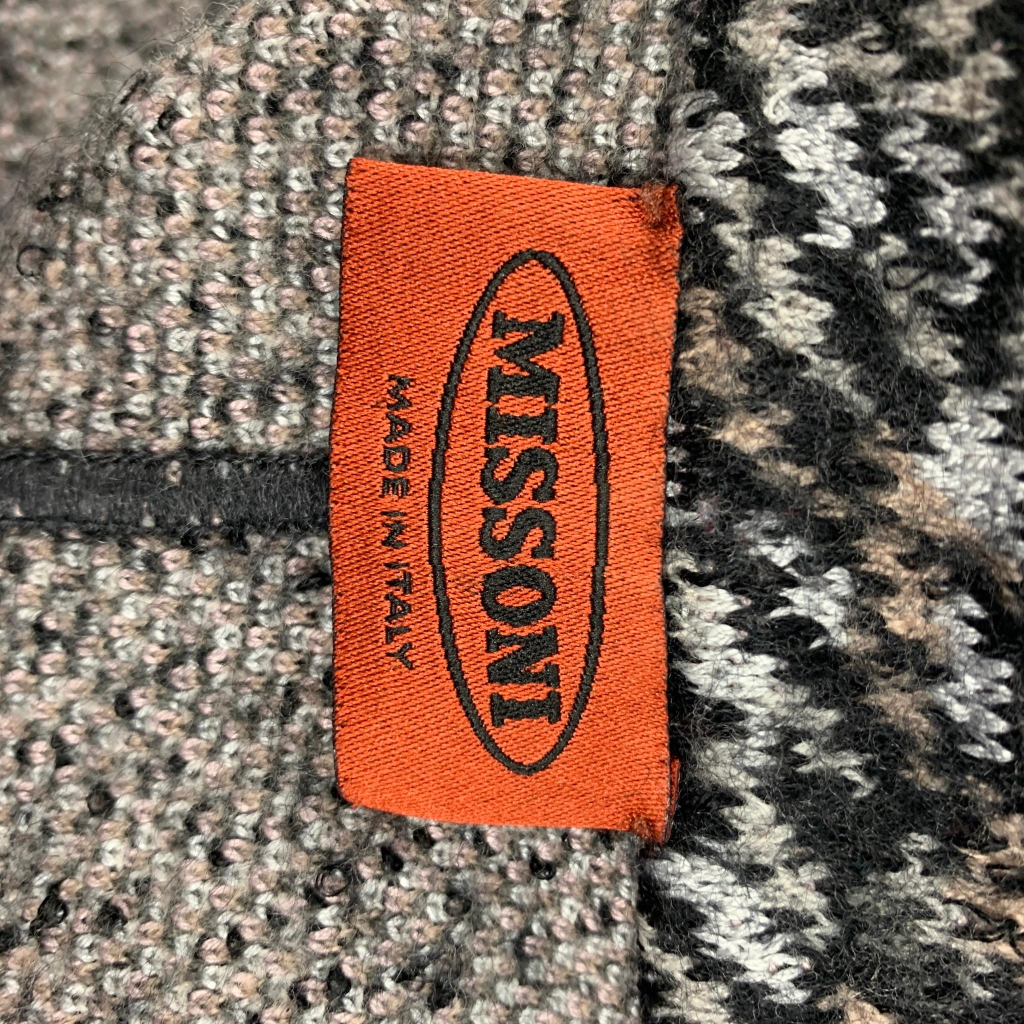 MISSONI Size 4 Charcoal & Silver Knitted Wool Blend Jacket 3