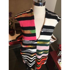 Missoni Size 42 Black White V Neck Sleeveless Wool Knit Top