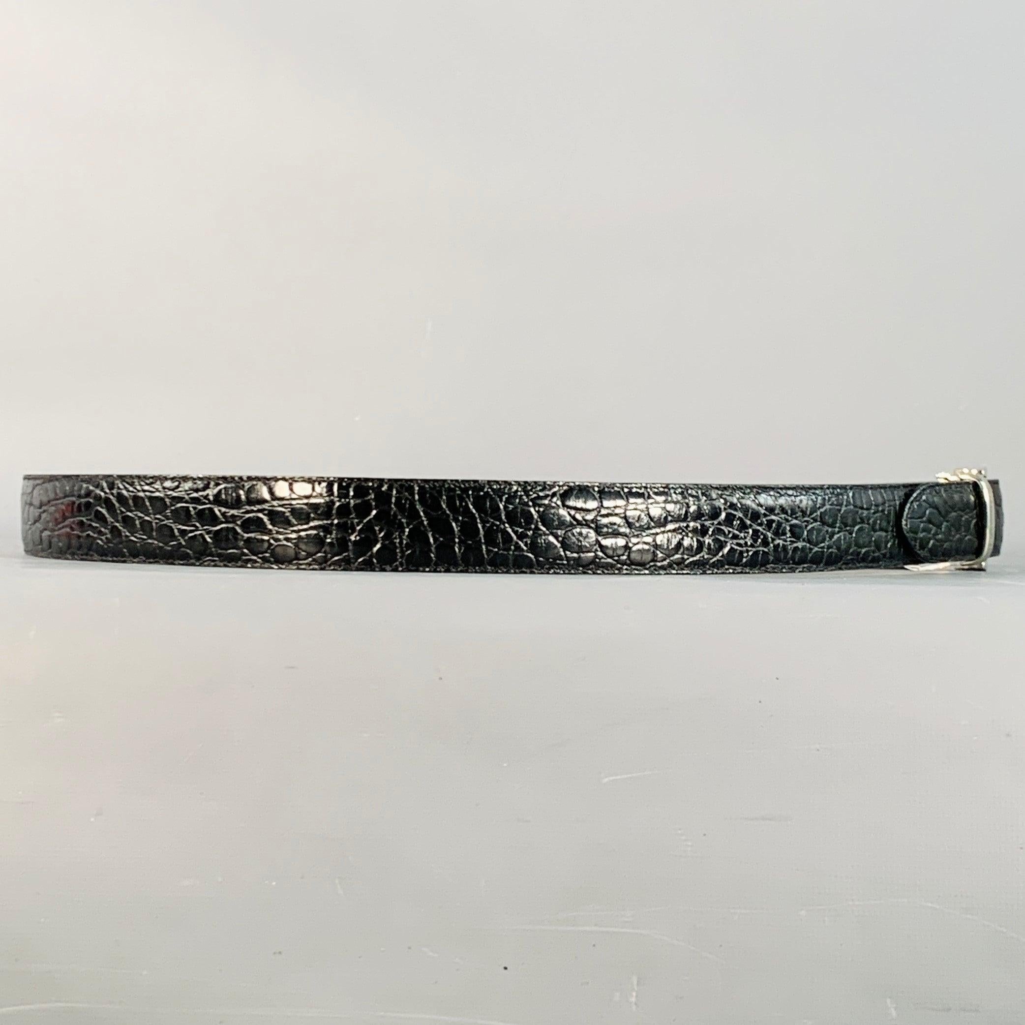 Nero Missoni Taglia 43 Cintura in pelle nera argentata in rilievo in vendita