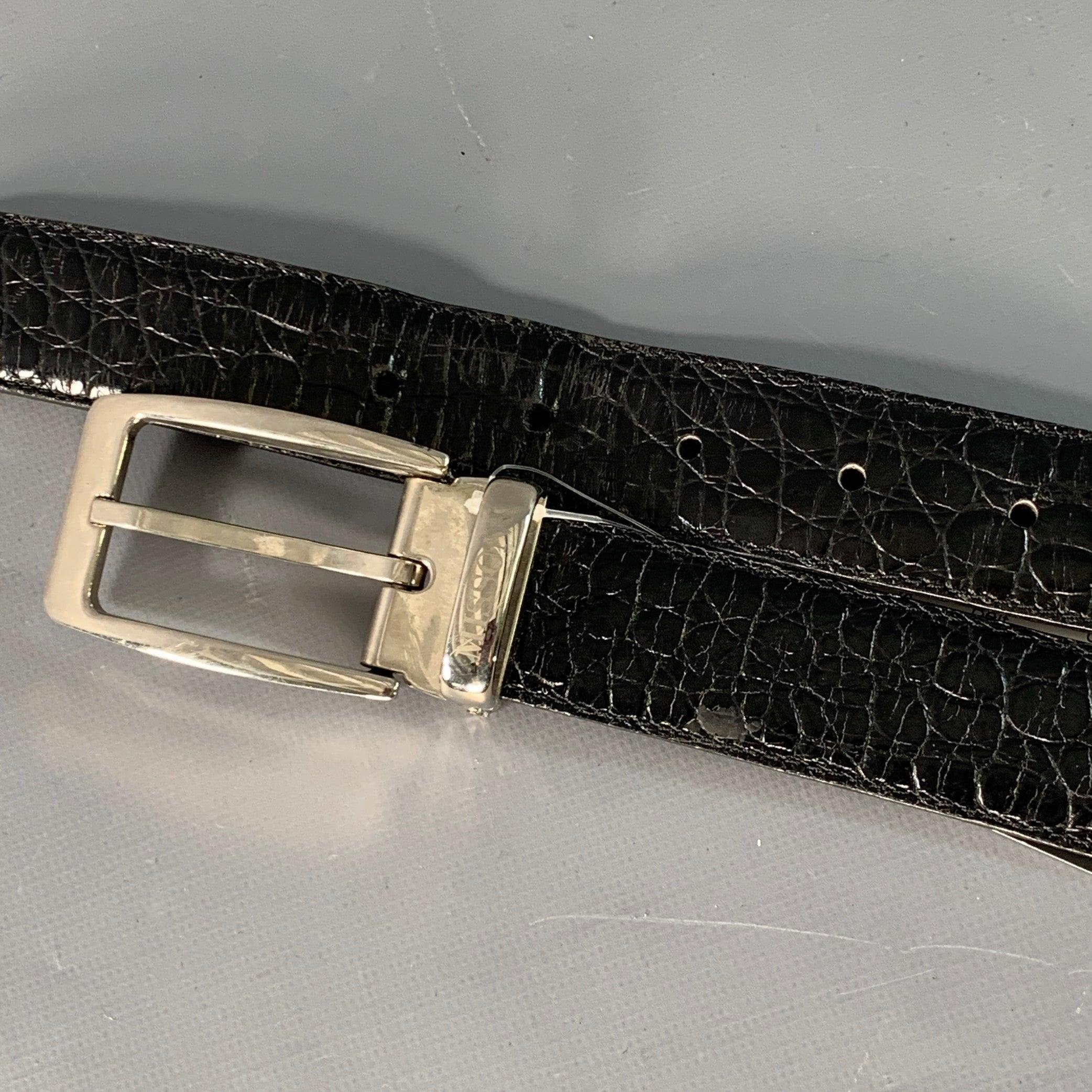 Missoni Taglia 43 Cintura in pelle nera argentata in rilievo in vendita 4