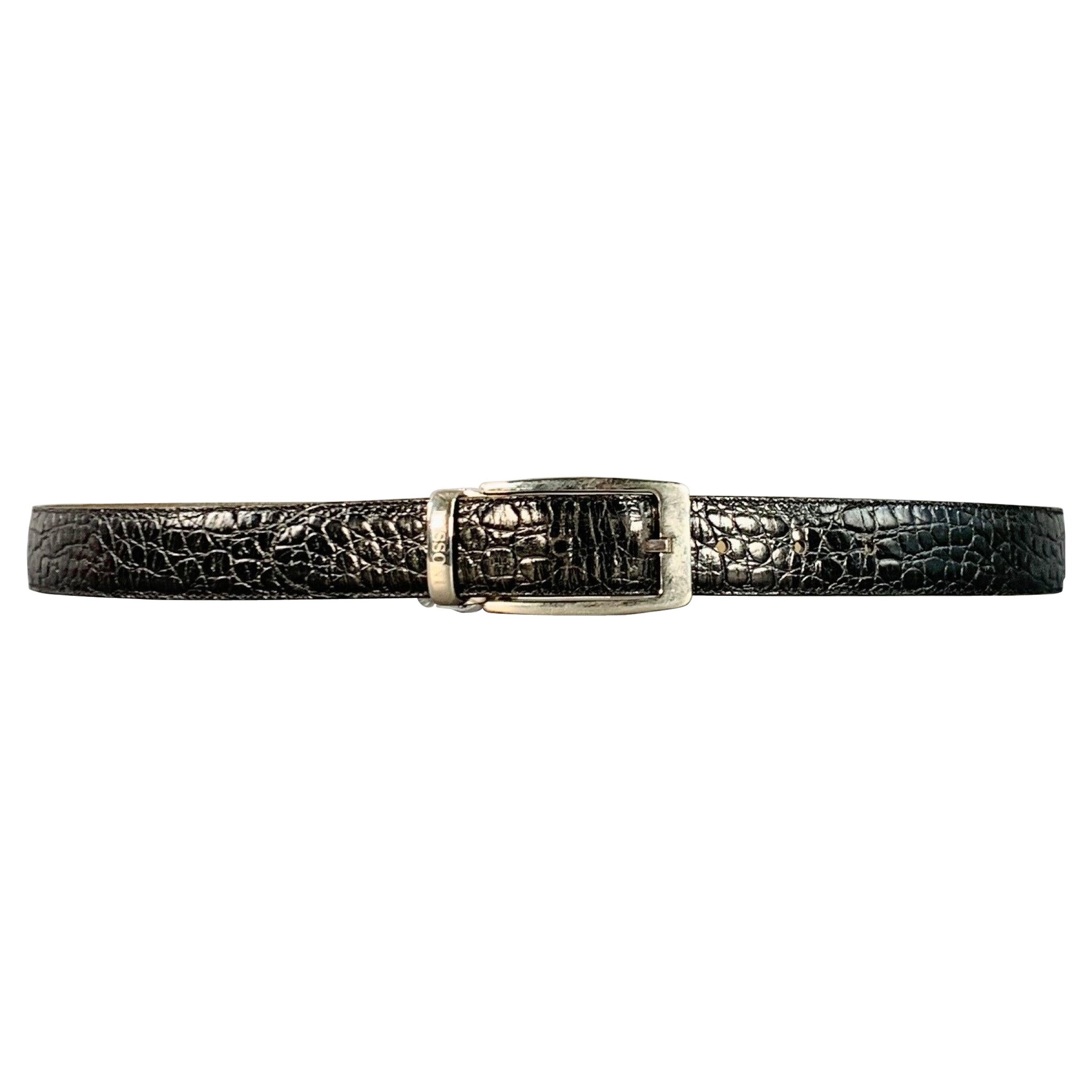 Missoni Taglia 43 Cintura in pelle nera argentata in rilievo in vendita