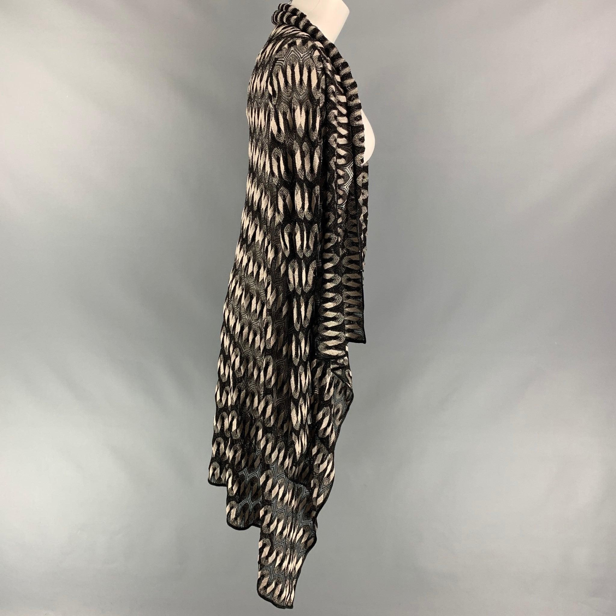 MISSONI Size 6 Black & Silver Knitted Viscose Blend Open Front Coat In Good Condition In San Francisco, CA