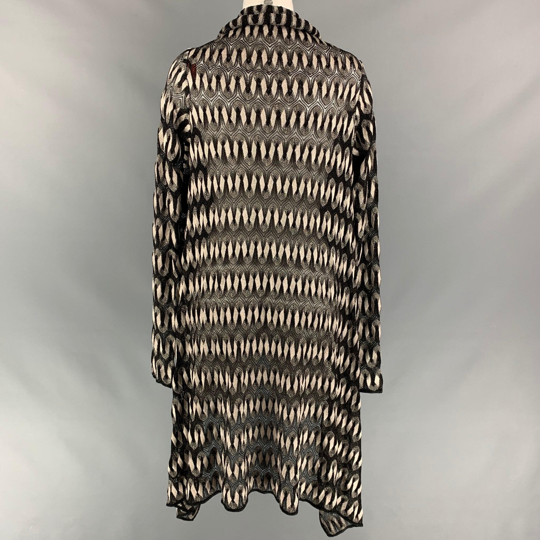 Women's MISSONI Size 6 Black & Silver Knitted Viscose Blend Open Front Coat