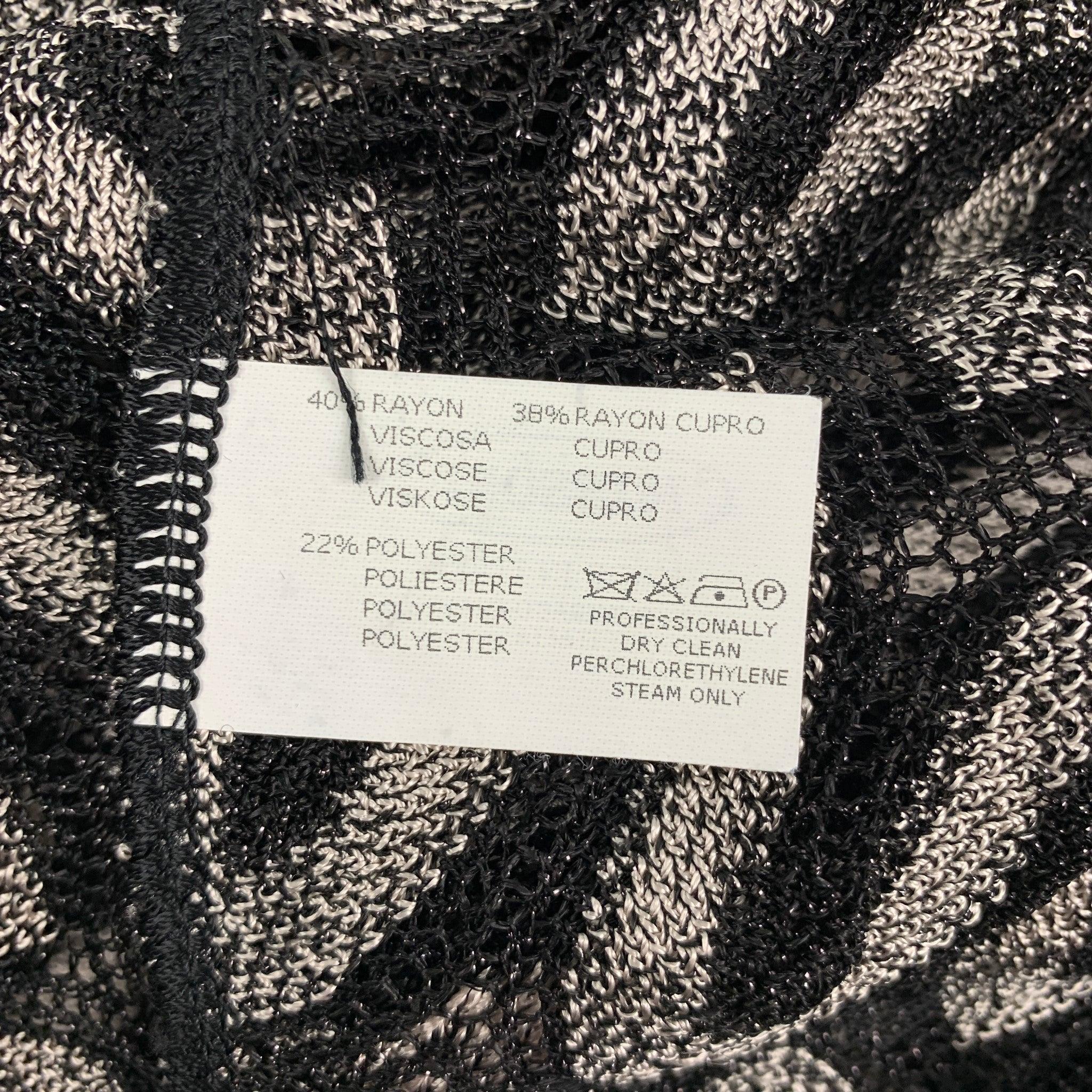 MISSONI Size 6 Black & Silver Knitted Viscose Blend Open Front Coat 1