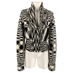 MISSONI Size 6 Black & White Wool Knitted Jacket