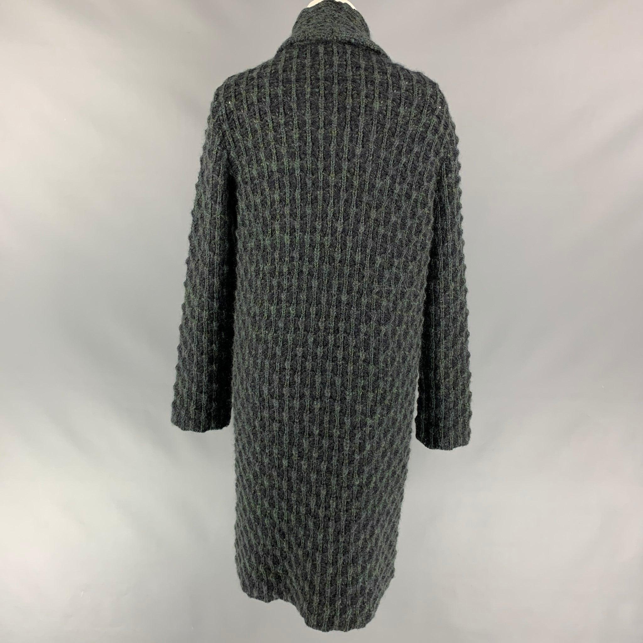 Women's MISSONI Size 6 Charcoal & Green Knitted Wool / Mohair Open Front Coat For Sale