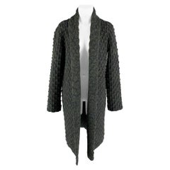 MISSONI Taglia 6 Cappotto aperto in lana e mohair lavorato a maglia color carbone e verde