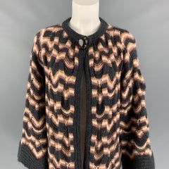 MISSONI Size 6 Dark Gray & Rose Knitted Wool / Mohair Knitted Coat