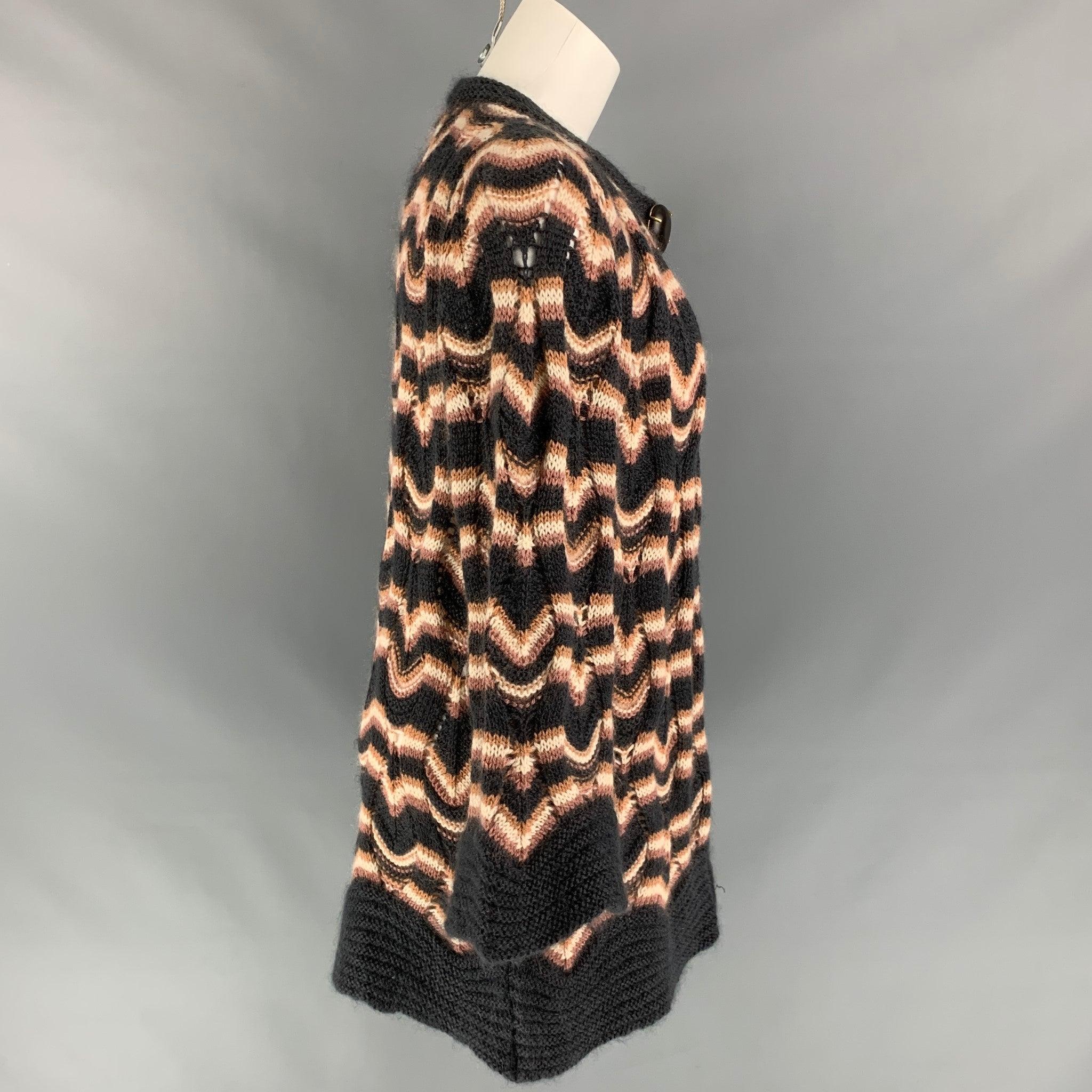 MISSONI Size 6 Dark Gray & Rose Knitted Wool / Mohair Knitted Coat In Good Condition For Sale In San Francisco, CA