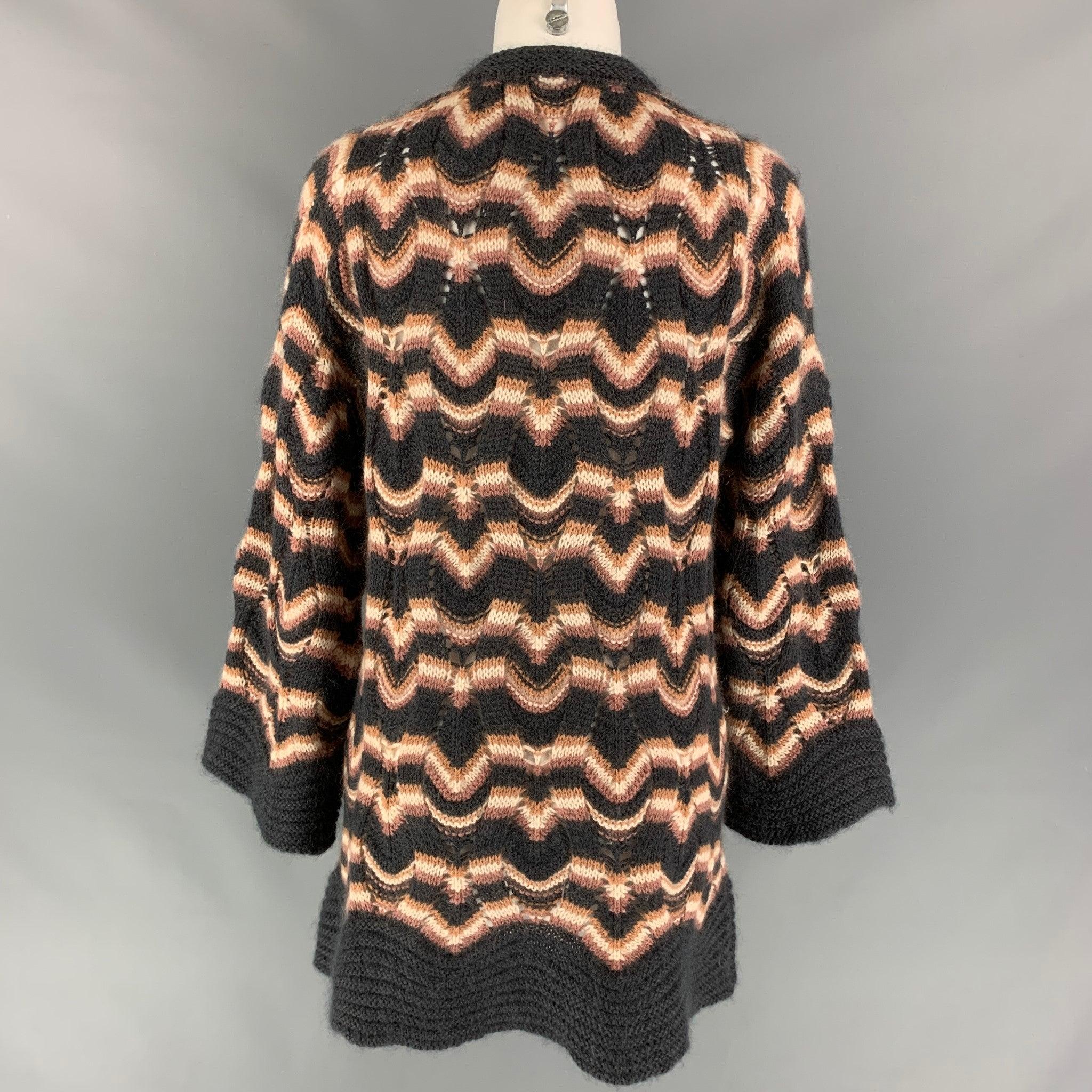 Women's MISSONI Size 6 Dark Gray & Rose Knitted Wool / Mohair Knitted Coat For Sale