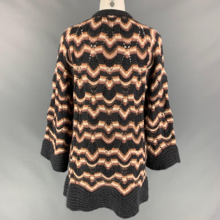 MISSONI Size 6 Dark Gray and Rose Knitted Wool / Mohair Knitted