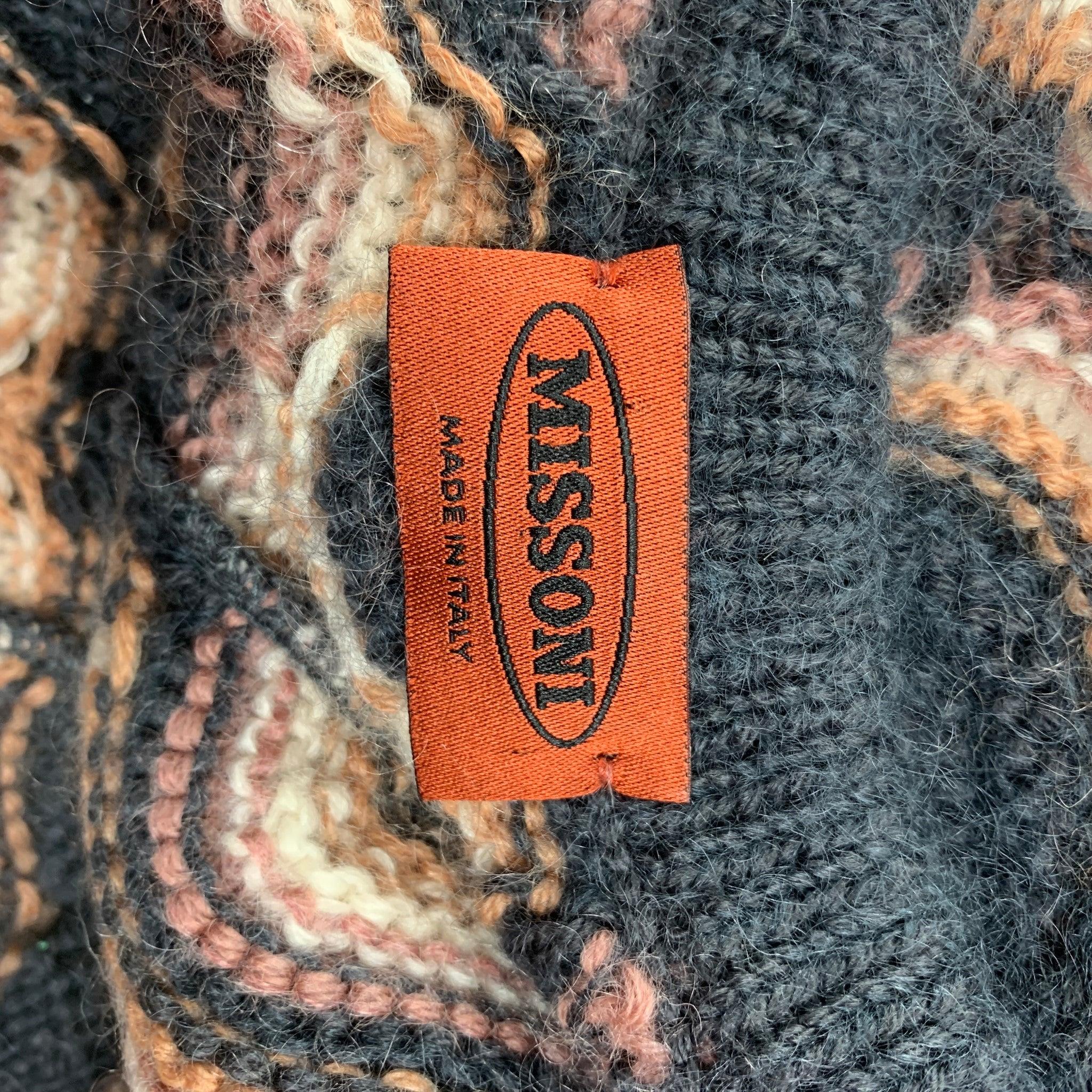 MISSONI Size 6 Dark Gray & Rose Knitted Wool / Mohair Knitted Coat For Sale 3
