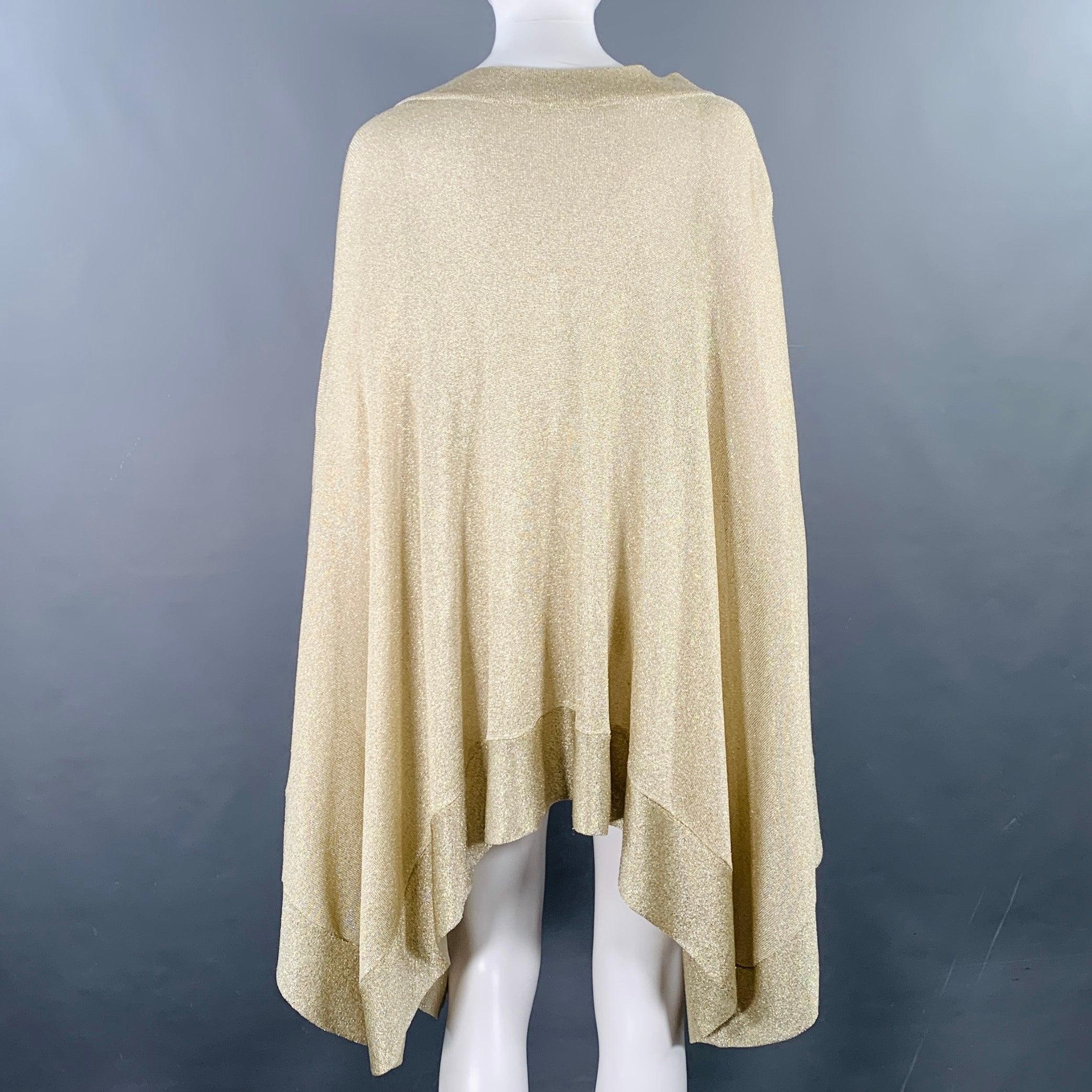 MISSONI Size 6 Gold Metallic Viscose Blend Knit Poncho Sweater In Good Condition For Sale In San Francisco, CA