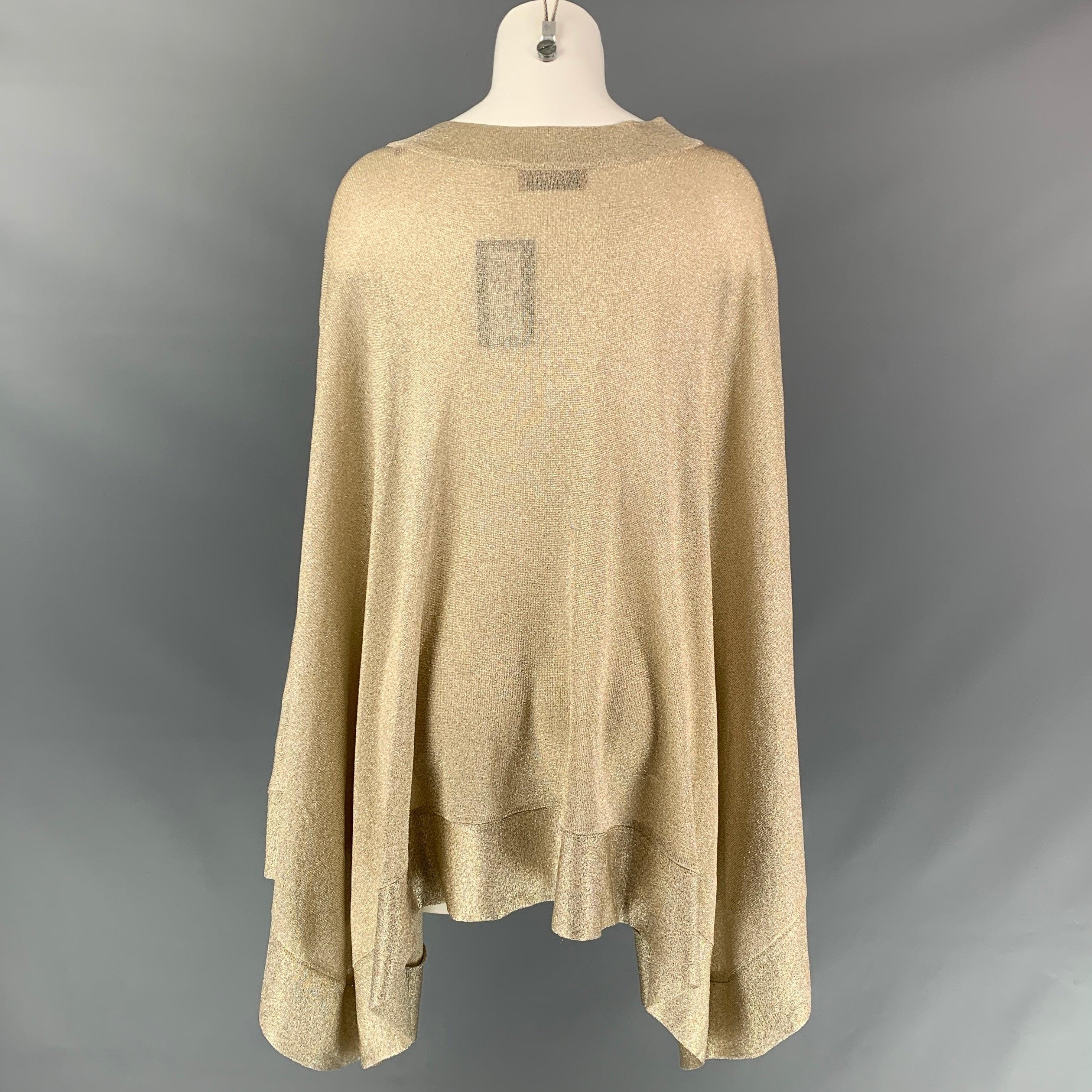 MISSONI Size 6 Gold Metallic Viscose Blend Poncho Sweater In Good Condition For Sale In San Francisco, CA