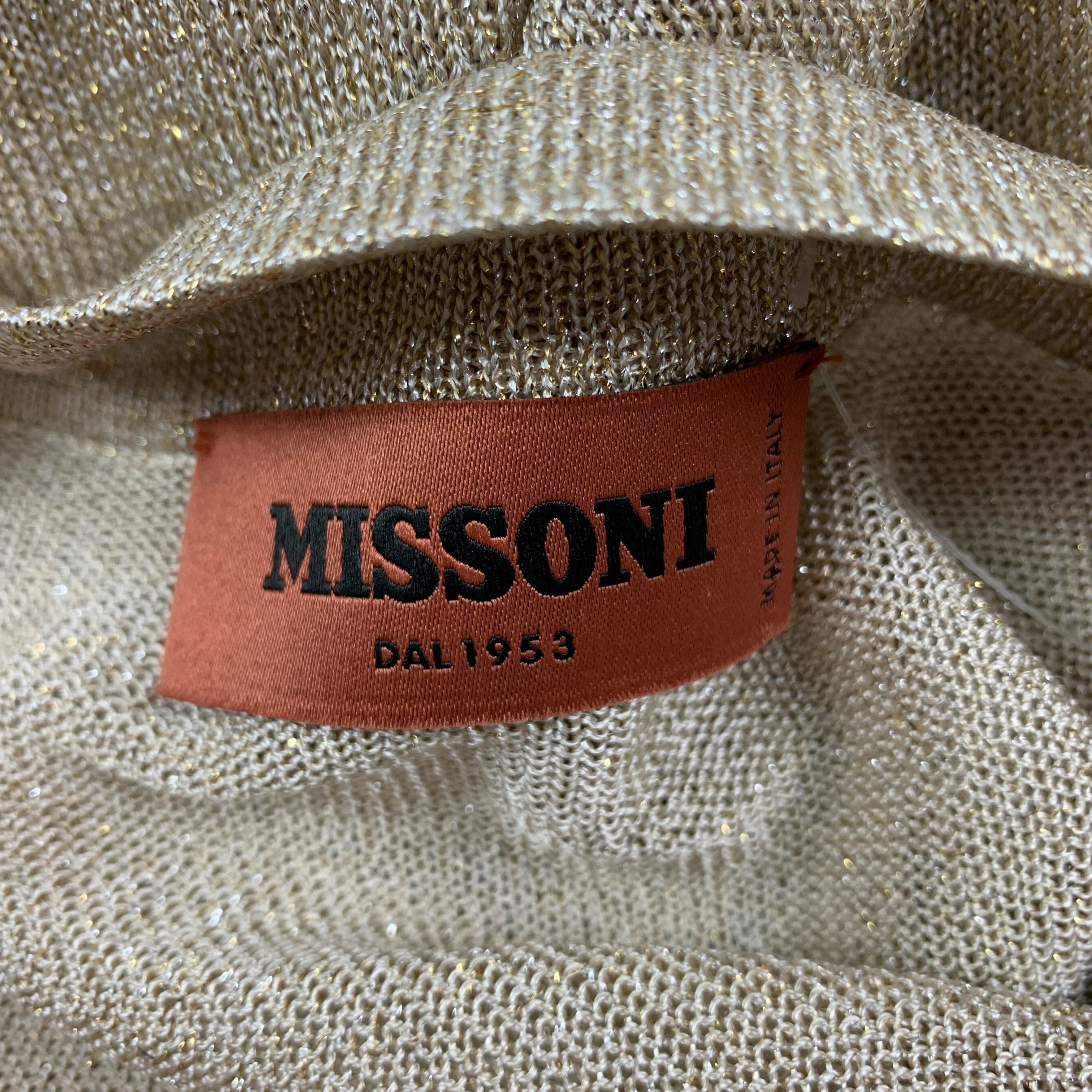 MISSONI Size 6 Gold Metallic Viscose Blend Poncho Sweater 1