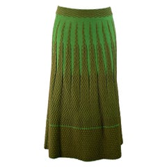 MISSONI Größe 6 Grün Braun Viskosemischung Geometrisch Elastischer Bund Midirock