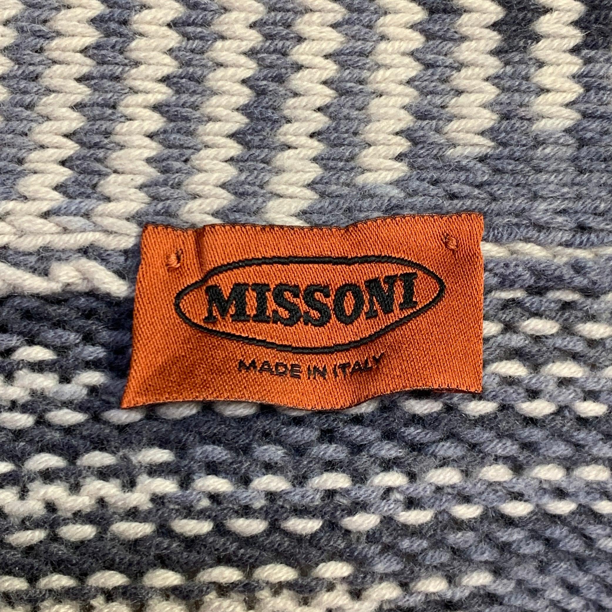MISSONI Size 6 Grey Black White Cashmere Wool Stripe Open Front Long Cardigan For Sale 1