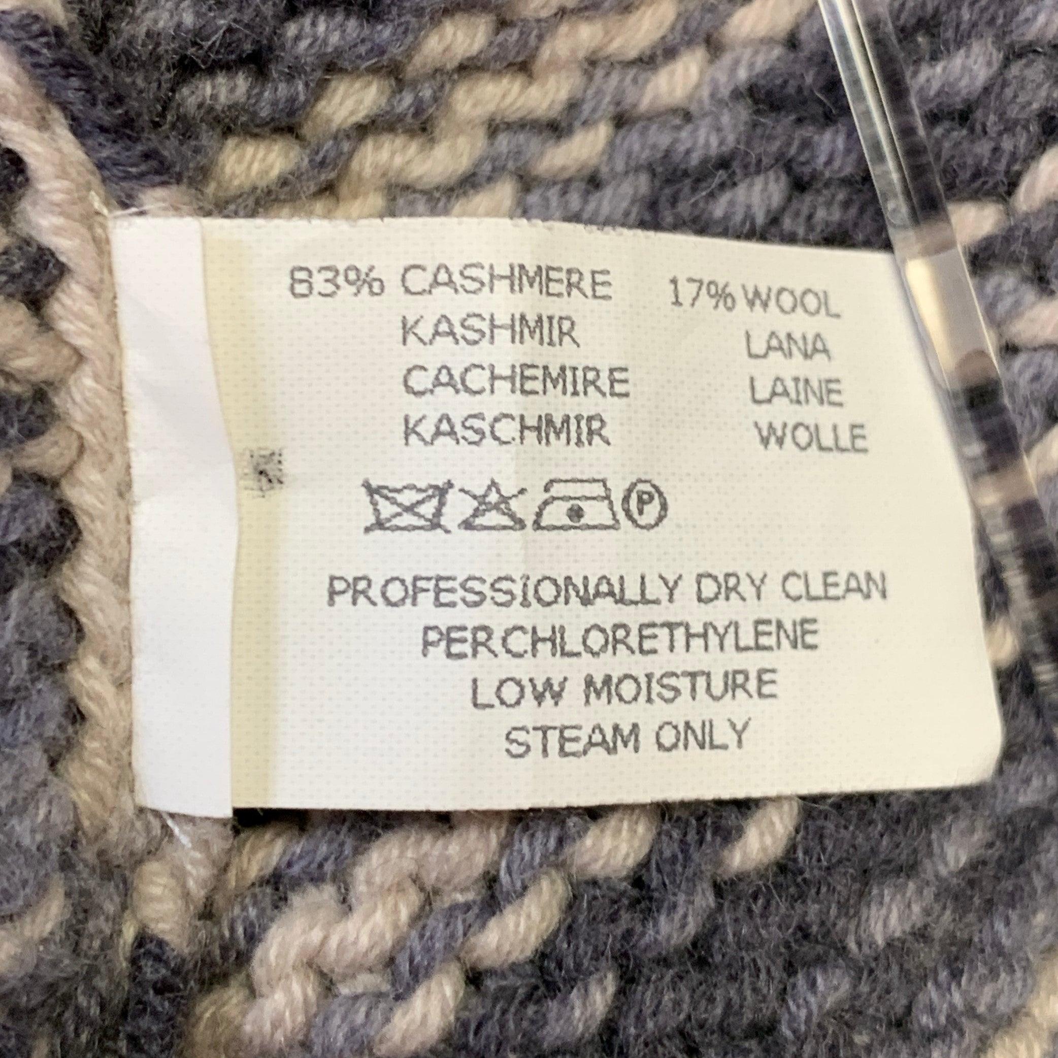 MISSONI Size 6 Grey Black White Cashmere Wool Stripe Open Front Long Cardigan For Sale 3