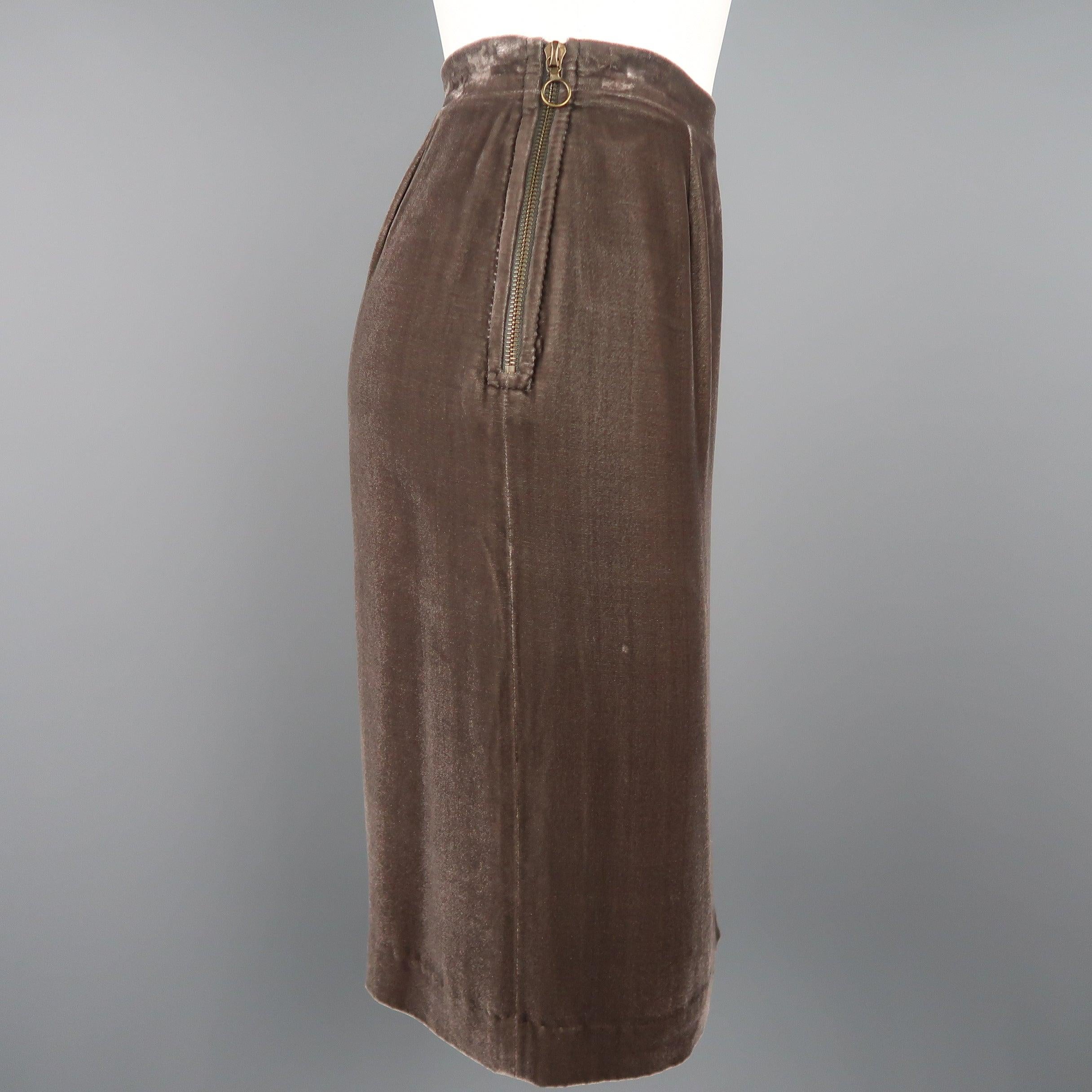 Women's MISSONI Size 6 Taupe Silk Blend Velvet Pencil  Skirt For Sale