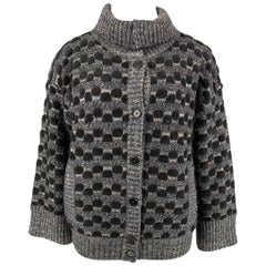 MISSONI Chaqueta de punto de mezcla de lana negra y gris talla 8
