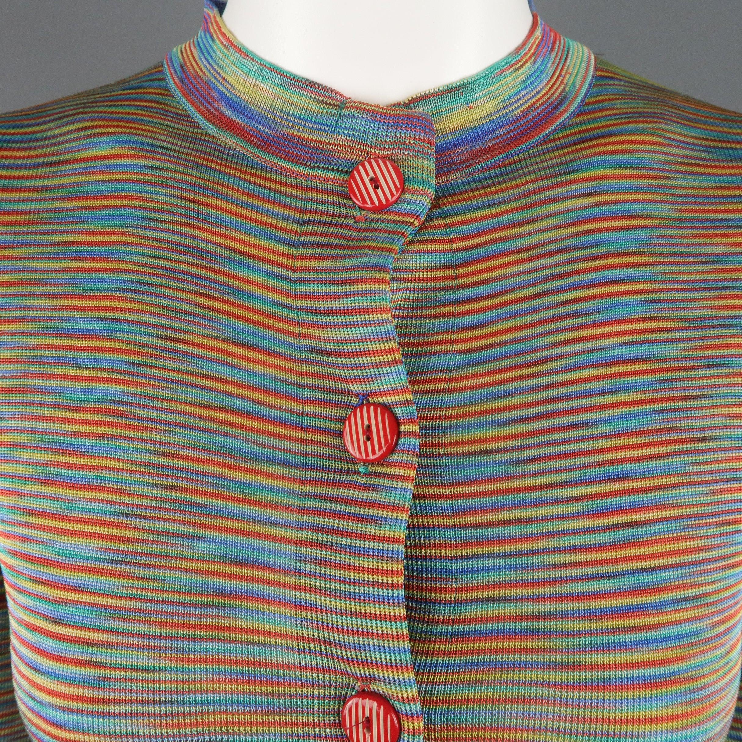 MISSONI - Ensemble cardigan et jupe en tricot de rayonne multicolore, taille 8 Excellent état - En vente à San Francisco, CA