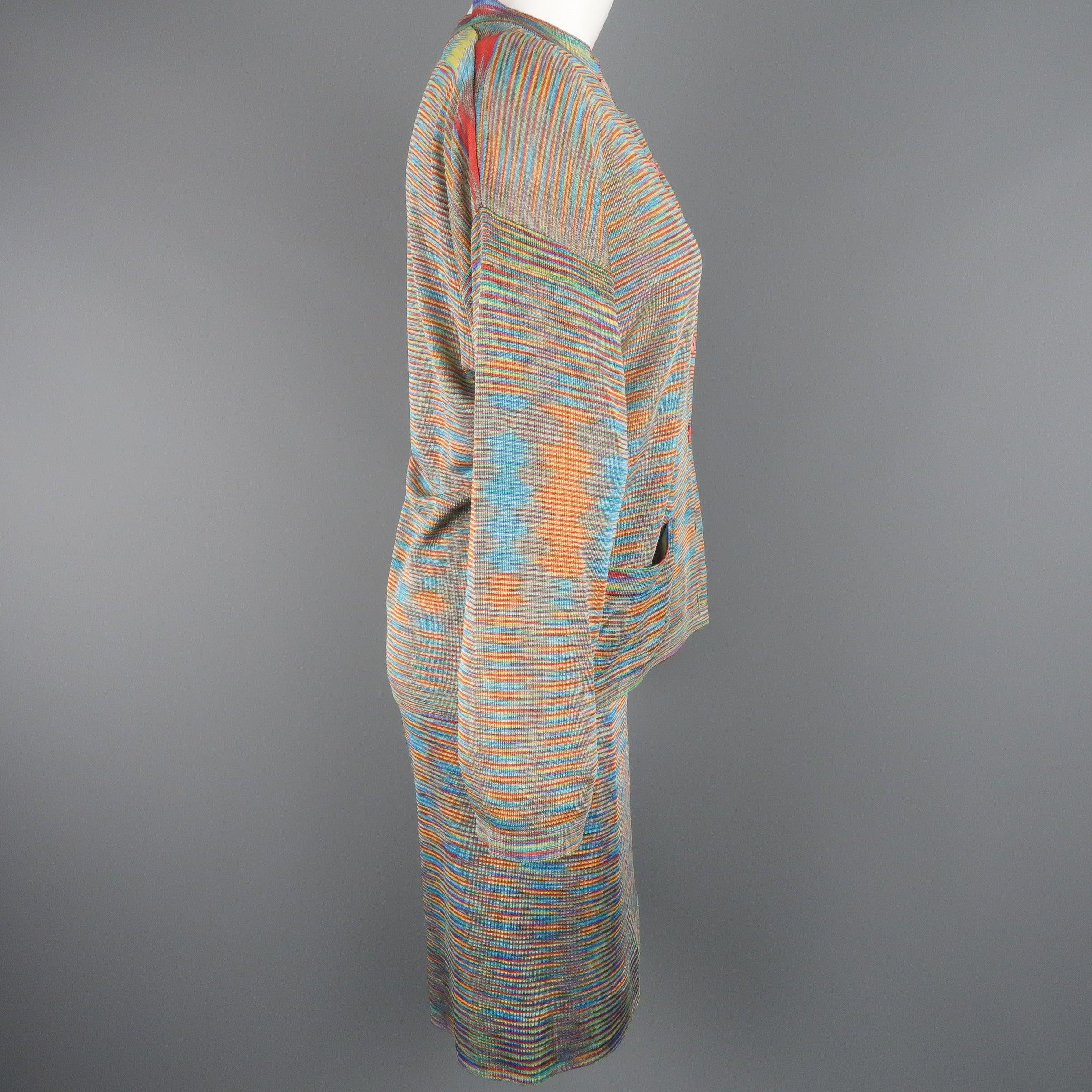 MISSONI Size 8 Multi-Color Rayon Knit Cardigan Skirt Set For Sale 1