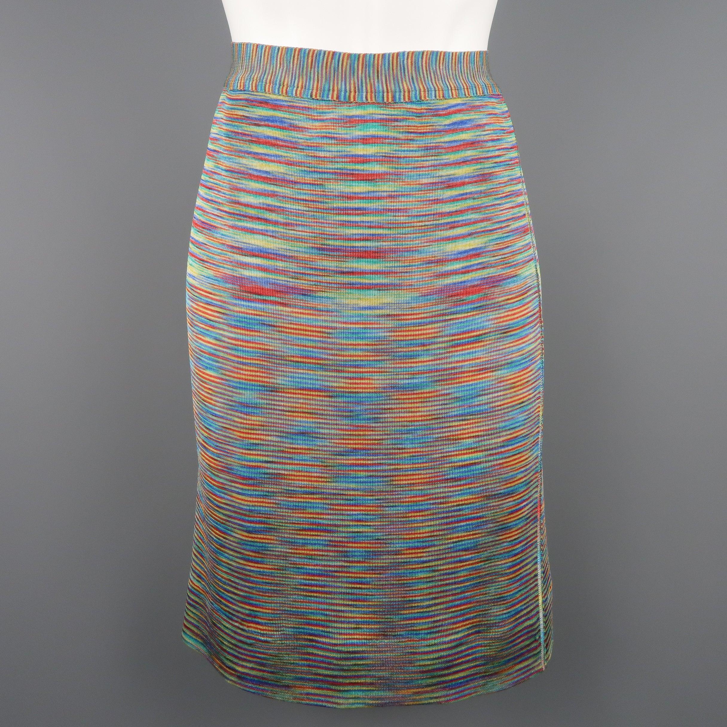 MISSONI Size 8 Multi-Color Rayon Knit Cardigan Skirt Set For Sale 4