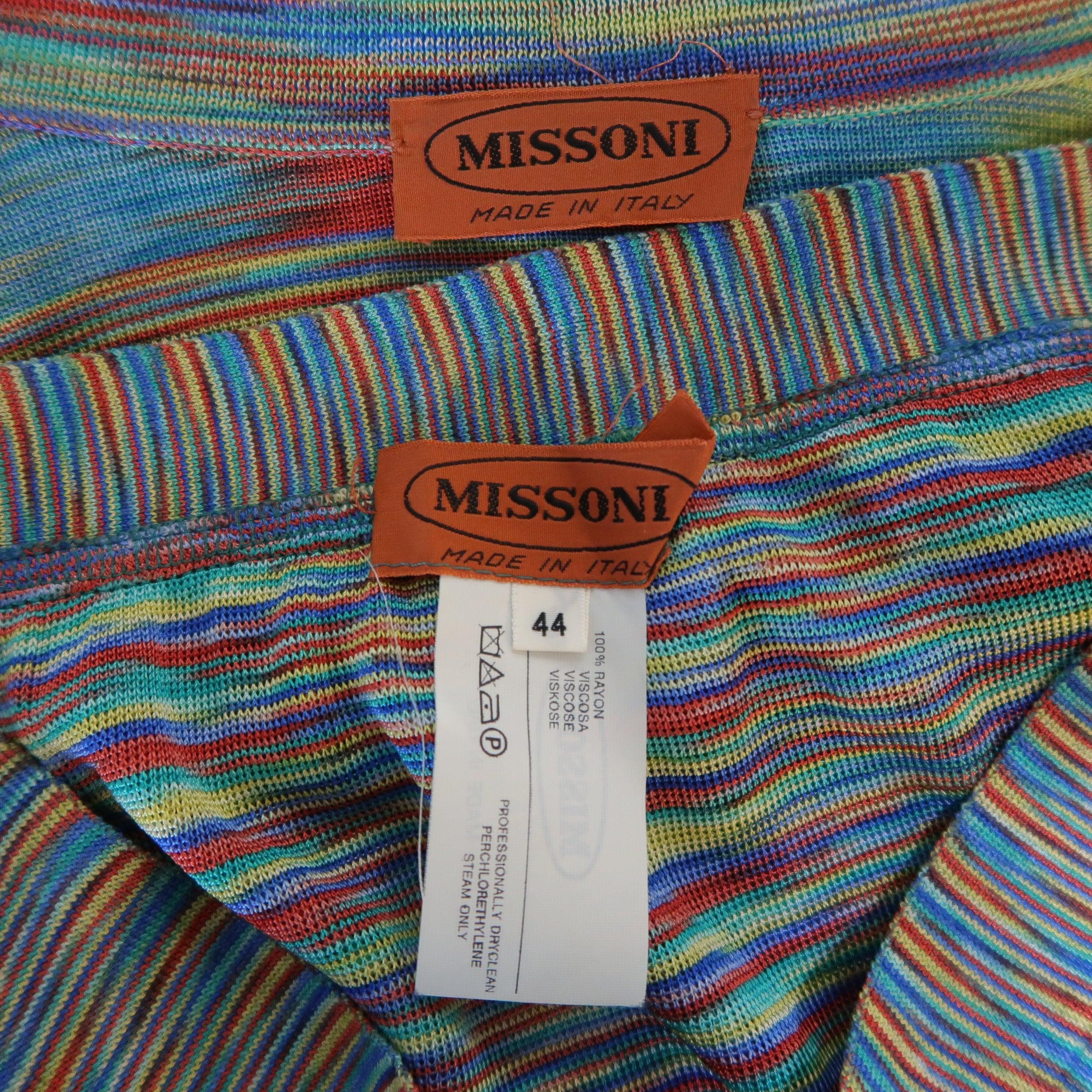 MISSONI Size 8 Multi-Color Rayon Knit Cardigan Skirt Set For Sale 5