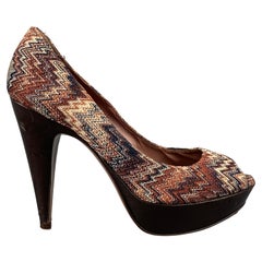 MISSONI Size 8 Multi-Color Zig Zag Platform Pumps