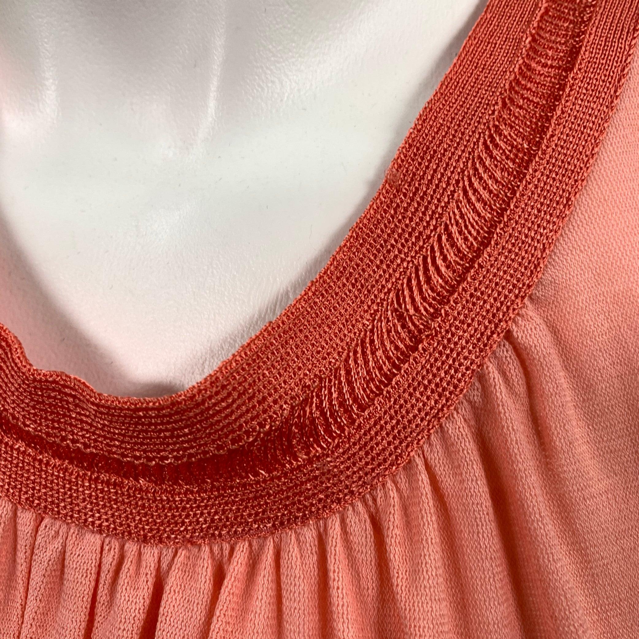 MISSONI Size 8 Orange Coral Cotton Contrast Trim Tank Casual Top For Sale 1